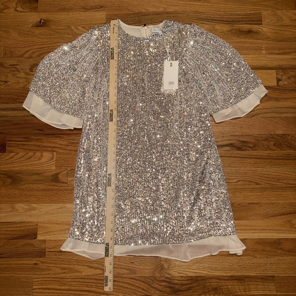 Endless Rose Sequin Shift Dress Flutter Sleeve Size XS NWT $100 Silver - Picture 4 of 10